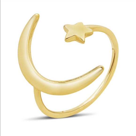 Jewelry - 14k Gold Vermeil Crescent Moon Open Ring